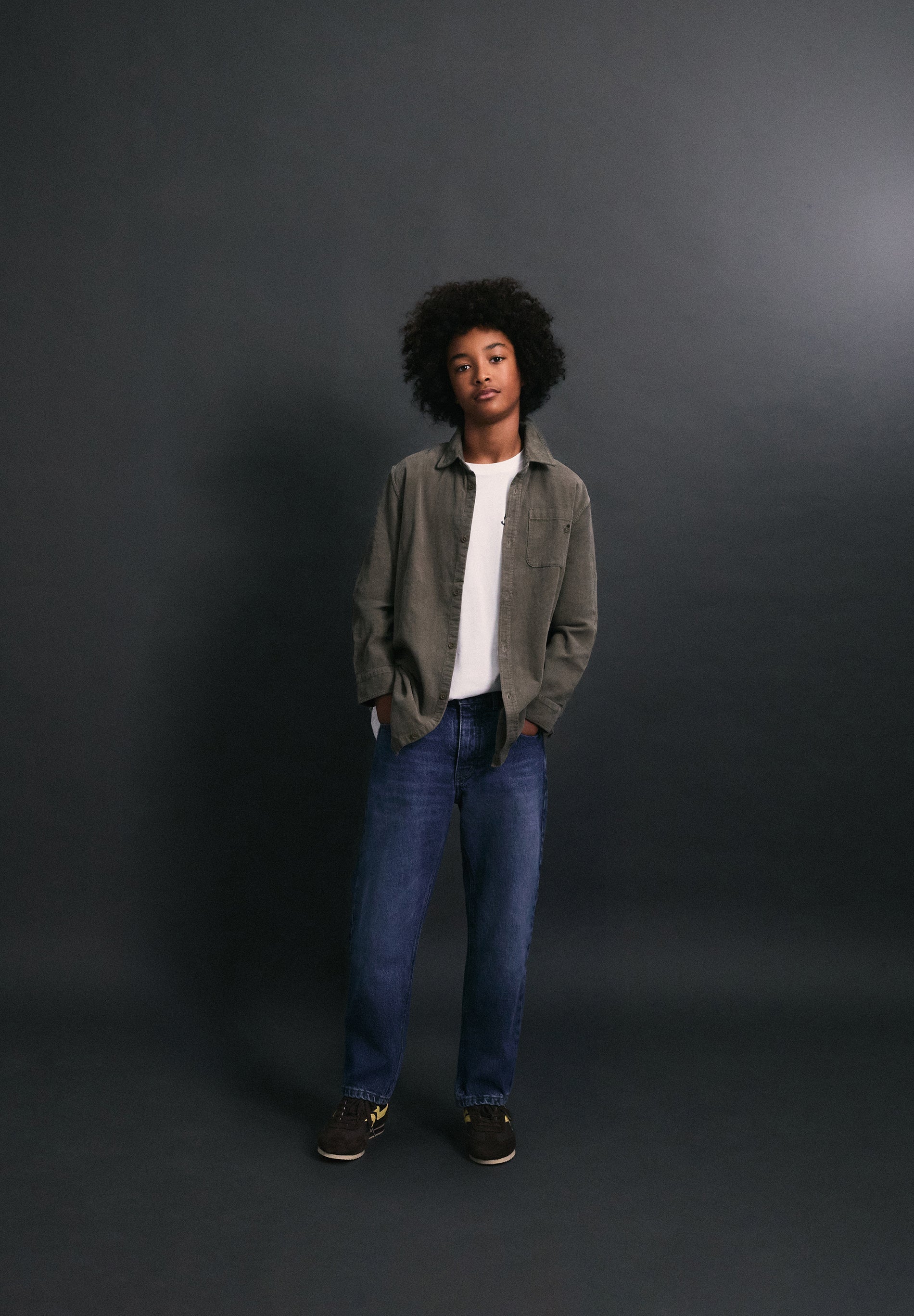 CORDUROY SHIRT WITH EMBROIDERED SKULL