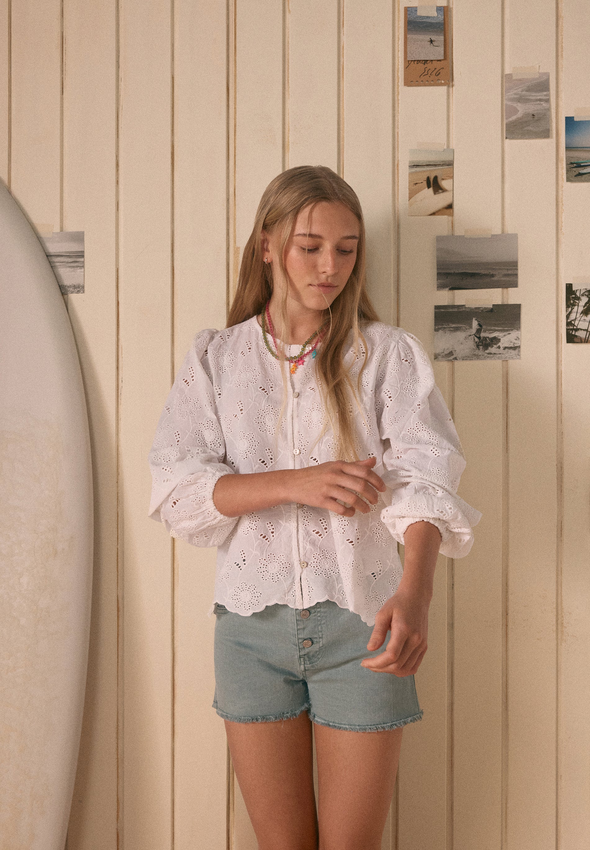 PERFORATED BLOUSE WITH BUTTONS